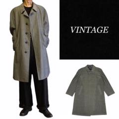 Vintage ステンカラーコート チェック グレー レトロ モダン 古着