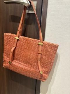 BOTTEGA VENETA 編み込みレザーハンドバッグ Bottega Venetaオレンジ レザー 編み込みトートバッグ - メルカリ