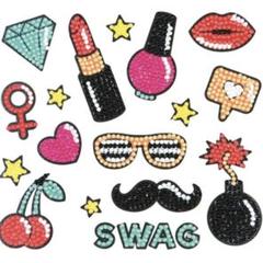 ビーズアート ひげ 唇 口紅 ダイヤモンド刺繍 キッズ シール アート キット