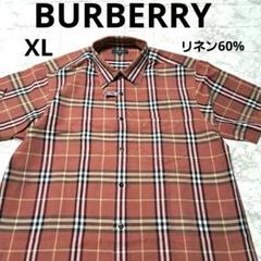 ✨️美品✨️BURBERRY バーバリー　ノバチェック半袖シャツ　LL　リネン