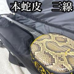 三線 本体 金色装飾 ヘビ皮デザイン 3弦 ヘビ皮 三線 本体 黒と金 ケース付き - メルカリ