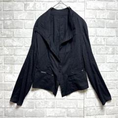 薄くて 軽い ストライプ柄 ストレッチ テーラードジャケット 美品 M ブラック