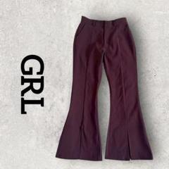 GRL センター切り替えスリットフレアパンツ タックパンツ (M) パープル系