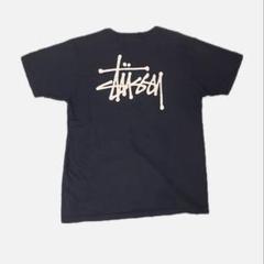 stussy ネイビー Tシャツ バックプリント　ビックロゴ