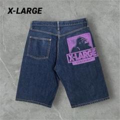 【定番人気】エクストララージ　ハーフデニム　Jorts バックプリント　W30