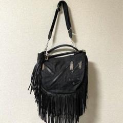 【極美品】DSQUARED フリンジ　2WAY デニムバッグ　ブラック　A4可のサムネイル