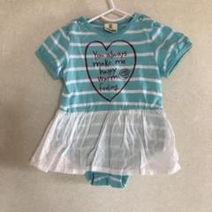 ワンピース 70cm半袖ロンパース 水色 しましま