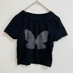 SHIEN シーイン Dazy 半袖Tシャツ 黒 蝶 Sサイズ ビーズ ミニT