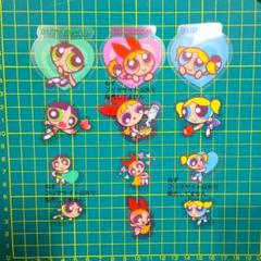 E新品 パワーパフガールズ フレークステッカー １２枚セット サンキューマート