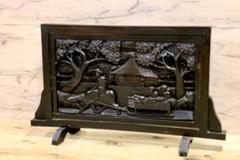 希少♪ 高級　彫刻　4枚絵柄　骨董　衝立　パーテーション　仕切り 希少♪ 高級彫刻4枚絵柄骨董衝立パーテーション仕切り
