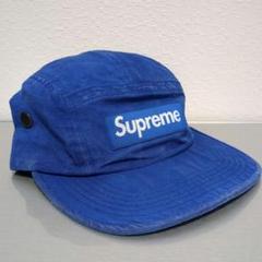 Supreme ダークブルー フラットブリムキャップ Supreme シュプリーム 2024AW Flocked Denim Camp Cap フロック