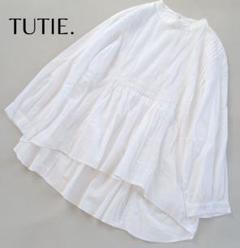 TUTIE. ツチエ コットンピンタックレーススタンドカラー
