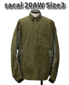 未使用品 sacai 20AW MA-1×長袖 シャツ カーキ サイズ3