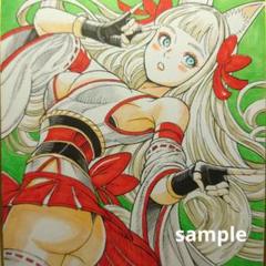 【手描きイラスト 089】オリジナル原画中色紙 美人画コピック「ウルトラガール」 手描きイラスト 086】オリジナル原画色紙 美人画「白狐 ケモミミ