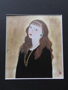 辰巳寛、【或る女】、希少な大判額装用画集より、美品、日本人画家 辰巳寛、【或る女】、希少な大判額装用画集より、美品、日本人