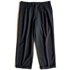 コムデギャルソン　田中オム　90s スラックス　ウールギャバ　極太 COMME des GARCONS HOMME / 90s 2tuck cotton pants navy