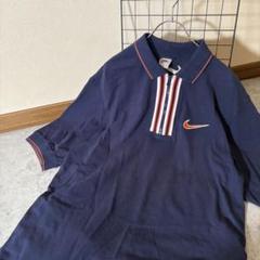 90年代レトロNIKE 胸オレンジライン　白タグ　刺繍ポロシャツ　配色も最高！