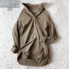 マーガレットハウエル ポロシャツ M ブラウン 日本製 鹿の子 オーバーサイズ マーガレットハウエル ポロシャツ M ブラウン 日本製 鹿の子