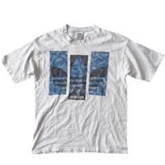 adidas アディダス Tシャツ グレー ロゴ柄 ビックロゴ ビンテージ M