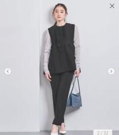 美品　UNITED ARROWS 黒 フリル ノースリーブ ベスト UNITED ARROWS LTD. OUTLET｜P イレギュラーフリル ベスト
