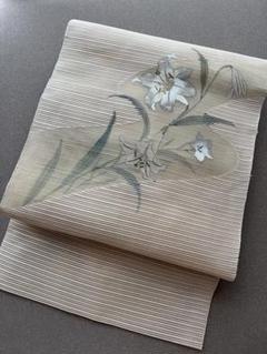 超美品 絽綴れ 名古屋帯 ゆりの花 作家もの - メルカリ 着物・浴衣