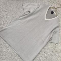 Calvin Klein 半袖ニット グレー L Ｖネック キレイめ オシャレ