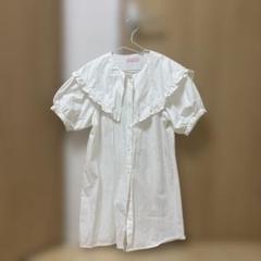 wego フリル付きホワイト半袖ワンピース