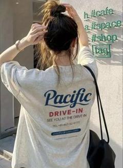 Pacific DRIVE-IN パシフィックドライブイン半袖グレーL Tシャツ