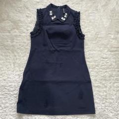 ♡ZARA♡蝶々スパンコールフリル ノースリーブ ひざだけワンピース L