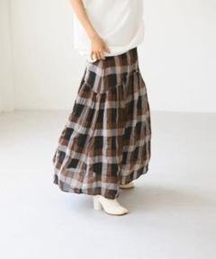 シャンブレーチェックスカート　トゥデイフル