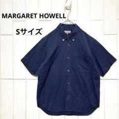 美品 MARGARET HOWELL コットンリネン 半袖シャツ ネイビー S