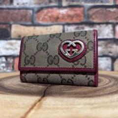 美品　希少　GUCCI グッチ　キーケース　GGキャンバス ラブリーハート 正規販売店】 GUCCI グッチ GGキャンバス ラブリーハート