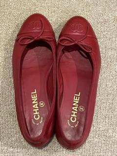 まみ様シャネルCHANEL フラットシューズレッド37.5