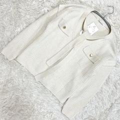 ピンキー＆ダイアン ホワイト ボウタイニットセーターリブ編みVネックM スリット