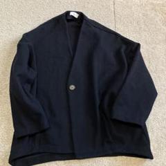 【アデュートリステス】美品　ノーカラージャケット　ヘリンボーン　ゆったり　黒 セール】 トリアセハイテンションショールカラージャケット