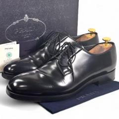 美品 プラダ 8 27 ビジネスシューズ レザー 外羽根 ブラック 黒