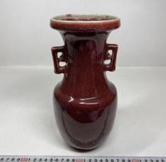 中国清朝時代辰砂花瓶 高さ約24cm