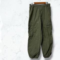 2301＊ユニクロ＊カーゴパンツ カーキ S パラシュート ウエストゴム・ひも