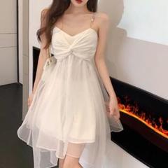 キャミワンピース チュール ミドル丈 膝上 ドレスデート パーティー
