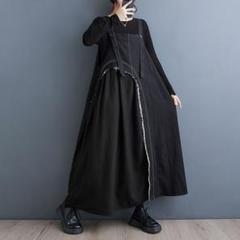 デニムワンピース ノースリーブ 切り替え カジュアル おしゃれ ロング丈