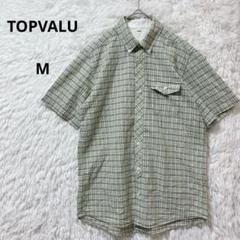 TOPVALU トップバリュ 半袖シャツ メンズ チェック M ボタンダウン 綿
