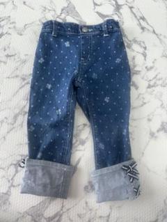 アナスイミニ 新品 130 蝶 刺繍 デニム暖パン パンツ