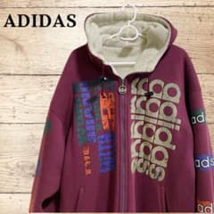 美品 希少 90s ボアジップアップパーカー 中綿キルティング デサント製 激レア】デサント製 アディダス キルティングジップパーカー 90s