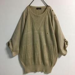 90s 日本製 古着 リネン混 ローゲージニットシャツ 透け感 スナップボタン