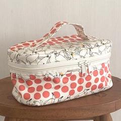 保冷剤ポケット付きランチバッグ　ペンギン×レッド　お弁当袋　ハンドメイド578
