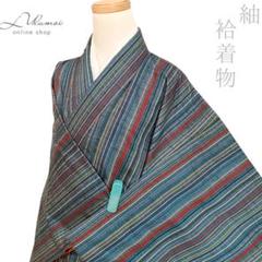 黄色と赤のストライプ着物　紬 黄色と赤のストライプ着物 紬