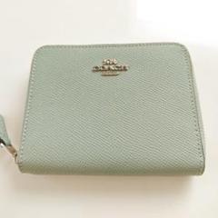 COACHコーチ折りたたみ財布グリーン色財布