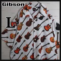 【希少】Gibson ギブソン アロハシャツ ギター 総柄 フェンダー L 白