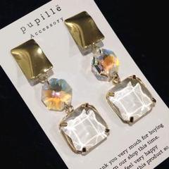 《№505》ꫛꫀꪝ スワロ×スクエアビジューピアス