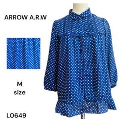 ★美品★ARROW A.R.W チュニック シャツ ドット柄 M リボン付